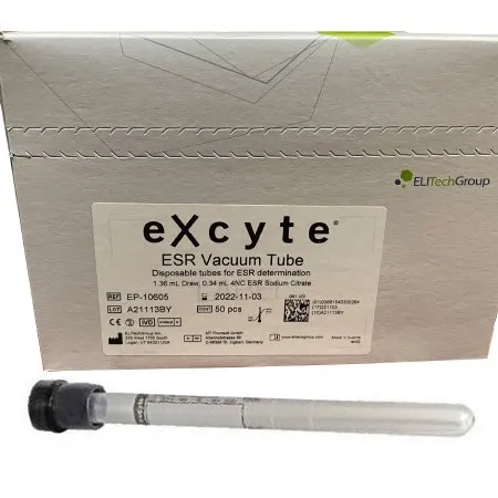 Elitech Group - Excyte Vacuum Tube - EP-10605 - Excyte Vacuum Tube Venous Blood Collection Tube Sodium Citrate Additive 1.36 mL Conventional Closure Plastic Tube