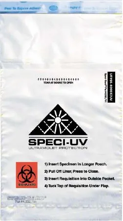 Minigrip - Speci-Gard Speci-UV - SPECI-UV - Specimen Transport Bag with Document Pouch Speci-Gard Speci-UV 6 X 10 Inch Adhesive Closure Biohazard Symbol / Instructions for Use NonSterile