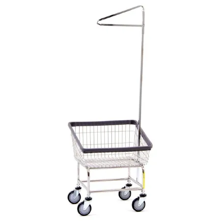 R & B Wire Products - 100CTC91C - Laundry Cart With Pole Rack Steel Tubing 5 Inch Clean Wheel System Casters