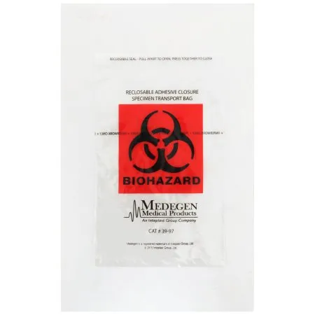 McKesson - 03-3997 - Specimen Transport Bag with Document Pouch 6 X 9 Inch Adhesive Closure Biohazard Symbol NonSterile