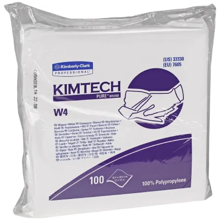Kimberly Clark - KIMTECH PURE W4 - 33330 - Cleanroom Wipe Kimtech Pure W4 Iso Class 4 White Nonsterile Polypropylene 12 X 12 Inch Disposable