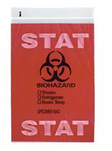 RD Plastics - Q603 - Specimen Transport Bag with Document Pouch 6 X 9 Inch Zip Closure STAT / Biohazard Symbol NonSterile