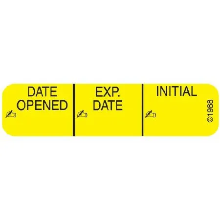 Precision Dynamics - Pharmex - 1-370 - Pre-Printed / Write On Label Pharmex Advisory Label Yellow Paper Date opened_Exp Date_ Int_ Black Medication Instruction 3/8 X 1-9/16 Inch