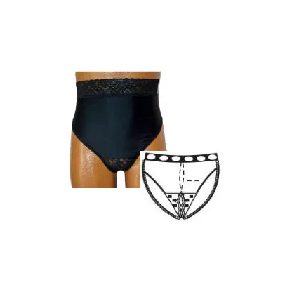 Team Options - 83202xlc - Options Split-Cotton Crotch With Built-In Barrier/Support, Black, Center Stoma, X-Large, Hips 45" - 47"