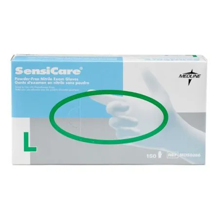 Medline - SensiCare - MDS8086 - Exam Glove Sensicare Large Nonsterile Nitrile Standard Cuff Length Textured Fingertips Blue Chemo Tested