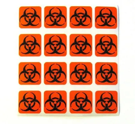 Healthmark Industries - BIO-1X1 - Pre-Printed Label Warning Label Orange Biohazard Black Biohazard 1 X 1 Inch