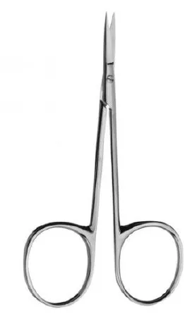 V. Mueller - OP5005 - Iris Scissors V. Mueller 3-1/2 Inch Length Surgical Grade Stainless Steel NonSterile Finger Ring Handle Curved Sharp Tip / Sharp Tip