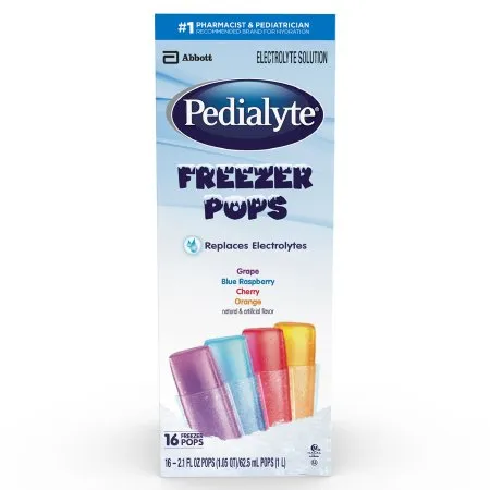 Abbott - 62605 - Pedialyte Freezer Pops Oral Electrolyte Solution Pedialyte Freezer Pops Grape / Blue Raspberry / Cherry / Orange Flavor 2.1 oz. Electrolyte