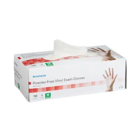 McKesson - From: 14-132 To: 14-138 - Exam Glove Medium NonSterile Vinyl Standard Cuff Length Smooth Clear Not Rated