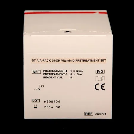 Tosoh Bioscience - ST AIA-Pack - 025734 - Pretreatment Reagent Kit ST AIA-Pack Nutritional Assessment Vitamin D (25-OH) For AIA Automated Immunoassay Systems PR1: 1 X 32 mL  6 Empty Vials  PR2: 6 X 5 mL