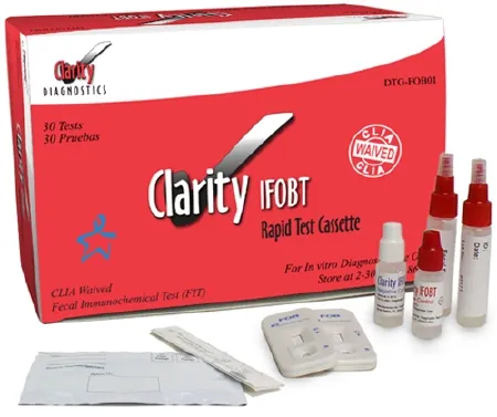 Clarins - DTG-IFOB04 - Rapid Test Kit Promotion Clarity® Ifobt Colorectal Cancer Screening Fecal Occult Blood Test (ifob Or Fit) Stool Sample 120 Tests Clia Waived