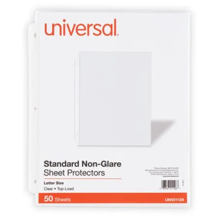 Universal - UNV-21126 - Top-load Poly Sheet Protectors, Std Gauge, Nonglare, Clear, 50/pack