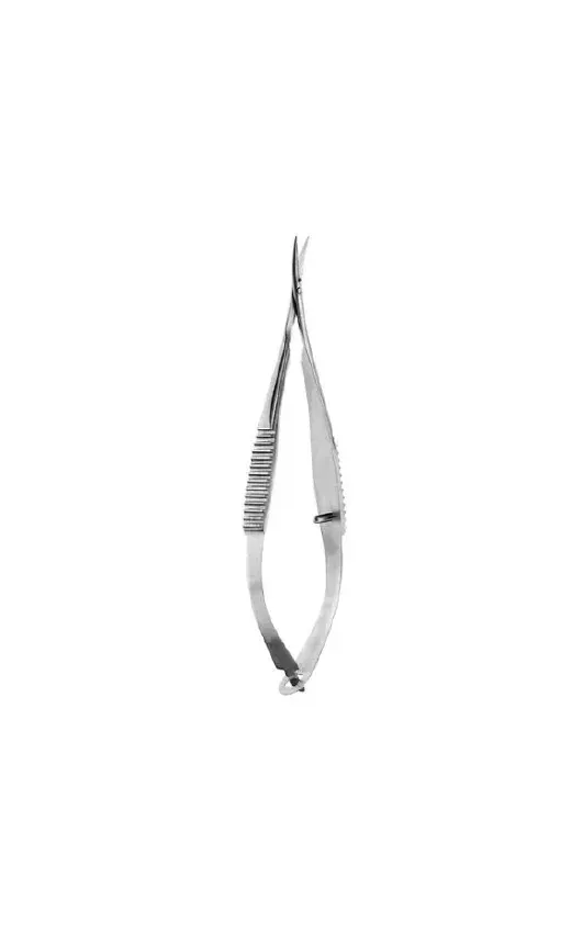 V. Mueller - OP5583 - Micro Iris Scissors V. Mueller McPherson-Vannas 3 Inch Length Surgical Grade Stainless Steel NonSterile Thumb Handle with Spring Curved