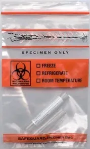 Globe Scientific - 4920 - Bag, Biohazard Specimen Transport, Ziplock With Document Pouch And Tearzone