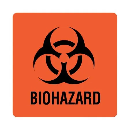 United Ad Label - UAL - ULBH051 - Pre-Printed Label UAL Warning Label Fluorescent Red Paper Biohazard / Symbol Black Biohazard 6 X 6 Inch