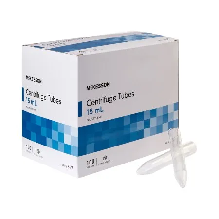 McKesson - 557 - Centrifuge Tube Conical Bottom Plain 15 mL Without Color Coding Without Closure Polystyrene Tube