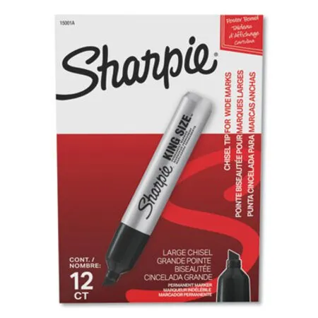Sharpie - SAN-15001A - King Size Permanent Marker, Broad Chisel Tip, Black, Dozen