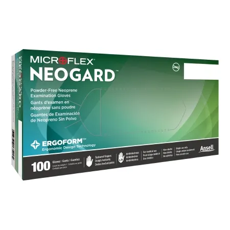 Microflex Medical - Neogard - C522 - Exam Glove Neogard Medium Nonsterile Polychloroprene Standard Cuff Length Textured Fingertips Green Not Rated