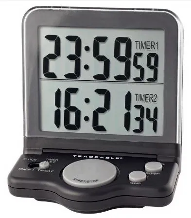 Cole-Parmer Inst. - Traceable - 61018-26 - Electronic Alarm Timer 2 Channel, Jumbo Display Traceable 24 Hours Lcd Display