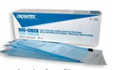 SPS Medical Supply - Duo-Check - SCXX - Duo Check Sterilization Pouch Duo Check Ethylene Oxide (EO) Gas / Steam 2 1/4 X 4 1/2 Inch Transparent / Blue Self Seal Paper / Film