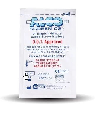 Chematics - 56288 - Alco Screen .02 Drugs of Abuse Test Kit Alco Screen .02 Saliva Alcohol Test Alcohol Screen Saliva Sample 24 Tests D.O.T. Approved