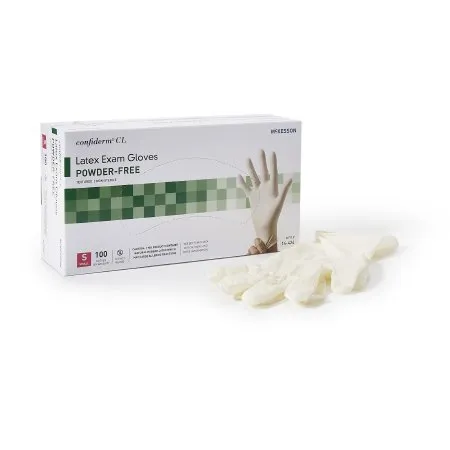 McKesson - 14-424 - Confiderm Exam Glove Confiderm Small NonSterile Latex Standard Cuff Length Textured Fingertips Ivory Not Rated