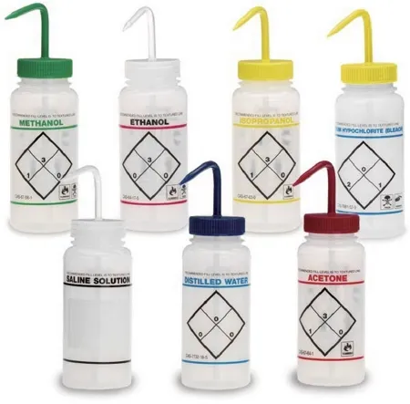 Market Lab - 0627 - Safety Wash Bottle Sodium Hypochlorite Label Plastic 500 mL (16 oz.)