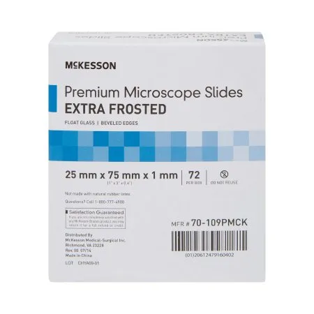 McKesson - 70-109PMCK - Microscope Slide 25 X 75 X 1 mm Extra Frosted End