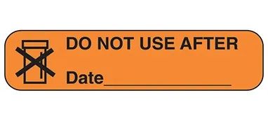 Health Care Logistics - Indeed - 2032 - Pre-printed Label Indeed Auxiliary Label Orange Paper Do Not Use After Date ______ Black Safety And Instructional 3/8 X 1-5/8 Inch