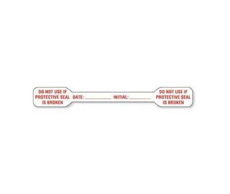 Market Lab - 12708 - Pre-printed Label Auxiliary Label Red Paper Do Not Use If Protective Seal Is Broken / Date: _____ Initial: _____ Red Safety And Instructional 1/2 X 4-1/2 Inch