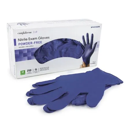 McKesson - 14-6N34 - Confiderm 3.0 Exam Glove Confiderm 3.0 Medium NonSterile Nitrile Standard Cuff Length Textured Fingertips Blue Not Rated