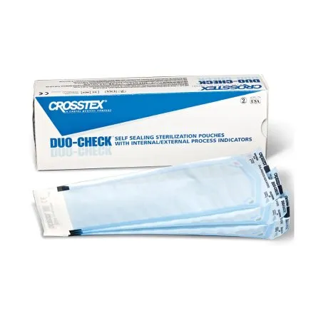 SPS Medical Supply - Duo-Check - SCM - Duo Check Sterilization Pouch Duo Check Ethylene Oxide (EO) Gas / Steam 5 1/4 X 10 Inch Transparent / Blue Self Seal Paper / Film