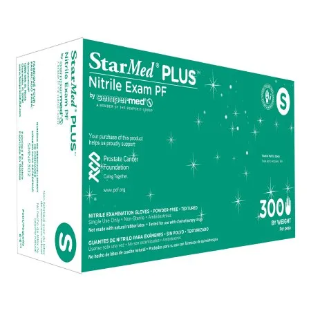 Sempermed - StarMed Plus - SMNP302 - USA  Exam Glove  Small NonSterile Nitrile Standard Cuff Length Textured Fingertips Blue Chemo Tested / Fentanyl Tested