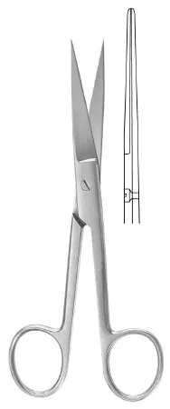 McKesson - 43-1-274 - Argent Operating Scissors Argent 5 Inch Length Surgical Grade Stainless Steel Finger Ring Handle Straight Sharp Tip / Sharp Tip