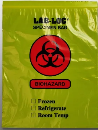 Elkay Plastics - LAB221215YE - Reclosable 2-Wall Specimen Transfer Bag (Biohazard)