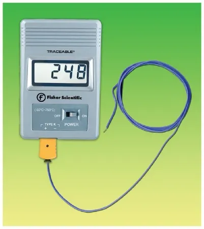 PANTek Technologies - Fisherbrand Traceable - 14-649-80 - Digital Thermometer Fisherbrand Traceable Fahrenheit / Celsius -58° To +1382°f (-50° To +750°c) Type K Beaded Probe Handheld Battery Operated