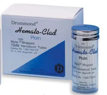 Fisher Scientific - Hemato-Clad - 211765 - Hemato-clad Capillary Blood Collection Tube Plain 70 µl Without Closure Mylar Wrapped Glass Tube