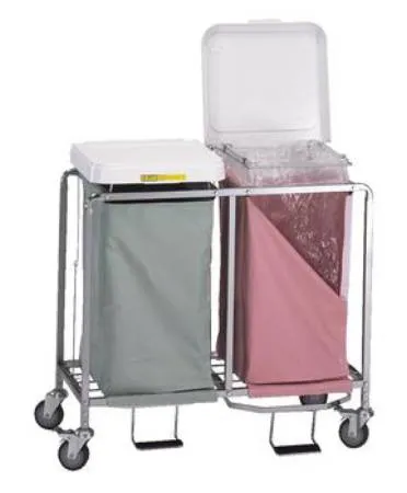 R & B Wire Products - 674GM - Double Hamper With Bags 4 Casters 30 To 35 Gal.