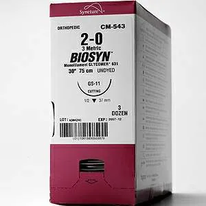 Covidien - Biosyn - CM-401 - Absorbable Suture With Needle Biosyn Polyester Pc-13 3/8 Circle Conventional Cutting Needle Size 5 - 0 Monofilament