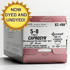 Covidien - Caprosyn - SC-5779 - Absorbable Suture With Needle Caprosyn Polyester P-14 3/8 Circle Precision Reverse Cutting Needle Size 4 - 0 Monofilament