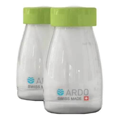 Ardo Medical - 63.00.271 - Ardo 2 Breast Milk Storage Bottles, 150 mL. BPA free. Includes: 2 milk bottles 150 mL, 2 bottle caps, 2 cap liners.