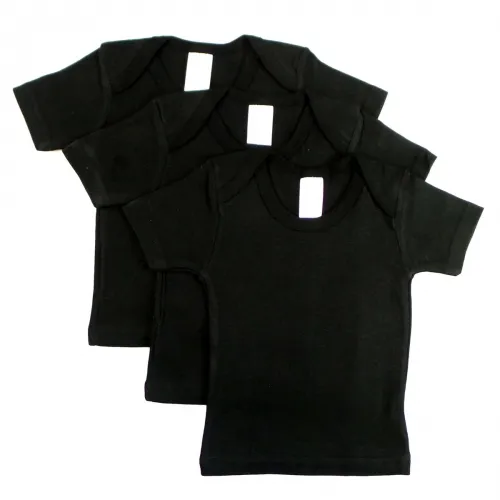 Bambini Layette Infant Wear - 0550BL3-6-12-BLI - Black Short Sleeve Lap Shirt (pack Of 3) - 6-12