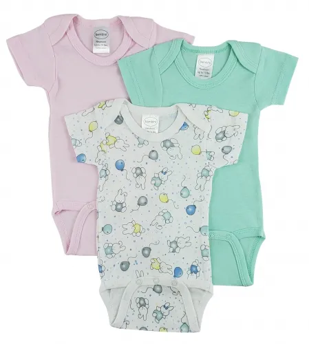Bambini Layette Infant Wear - CS_0236NB-BLI - Bambini Short Sleeve One Piece 3 Pack - Newborn