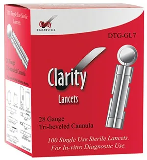 Clarity Diagnostics - DTG-GL7 - CLARITY Lancets (100), 100 Boxes/Case