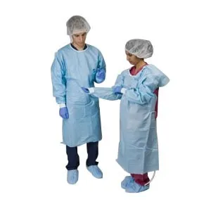 Cardinal Health - DP5001G - ChemoPlus Poly-Coated Impervious Gown Large, Light Blue, Open Back, Latex-Free