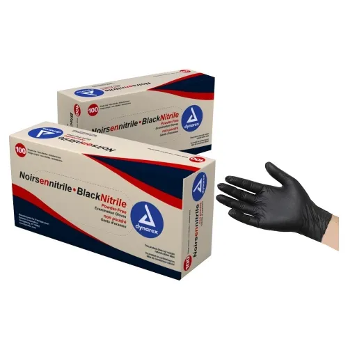 Dynarex - From: 2521 To: 2524  Safe Touch Nitrile Examination Gloves, Powder Free, Small, Black