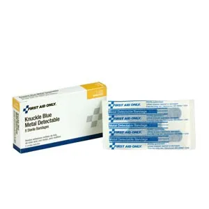 First Aid Only - From: 1-690 To: 1-692  Fabric Knuckle Bandages, Blue Metal Detectable, 25/bx (DROP SHIP ONLY   $50 Minimum Order)