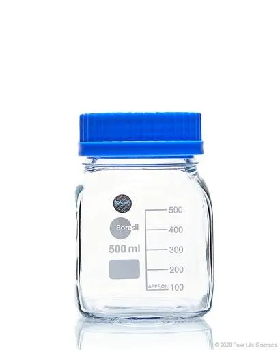 Foxx Life Sciences - From: 1506024 To: 1506033 - Borosil Wide Mouth Glass Bottles Square