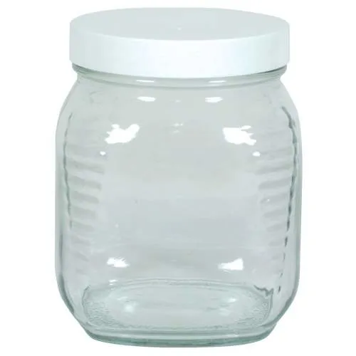 Frontier Bulk - 8729 - 30.5 oz. Square Clear Wide-Mouth Jar with Lid 12 count