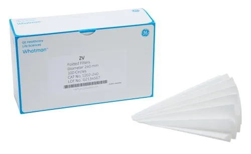 GE Healthcare - From: 1202-125 To: 1202-500 - Ge Healthcare Grade 2V Pre Folded Filter Paper for Qualitative Analysis, 125 mm circle (100 pcs)